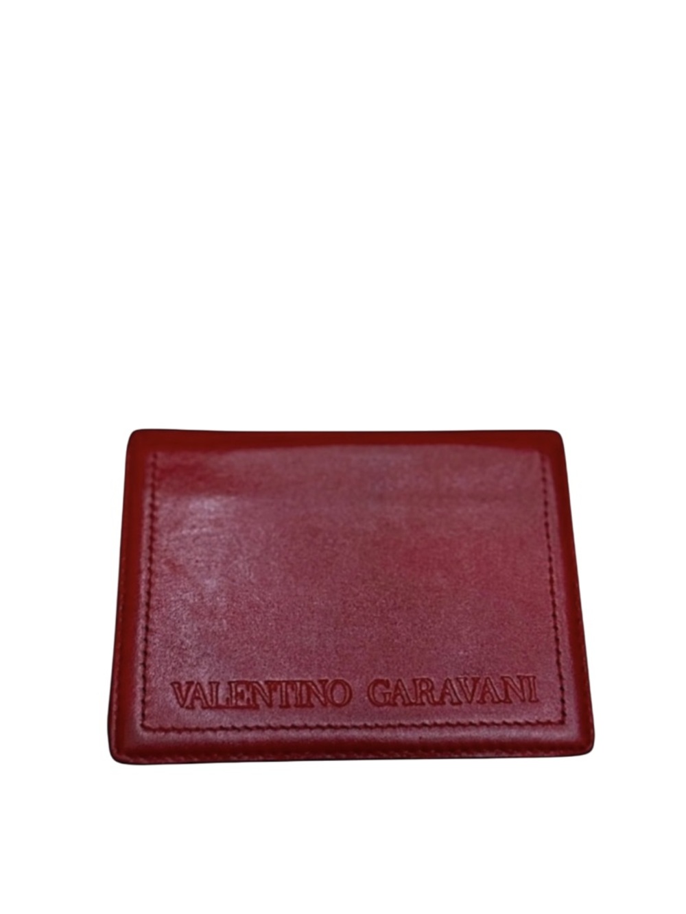VALENTINO GARAVANI - RED LEATHER BIFOLD CARDHOLDER WALLET CASE